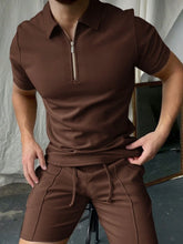 MEN'S CASUAL SOLID COLOR SHORT SLEEVE POLO SHIRT & SHORTS SET